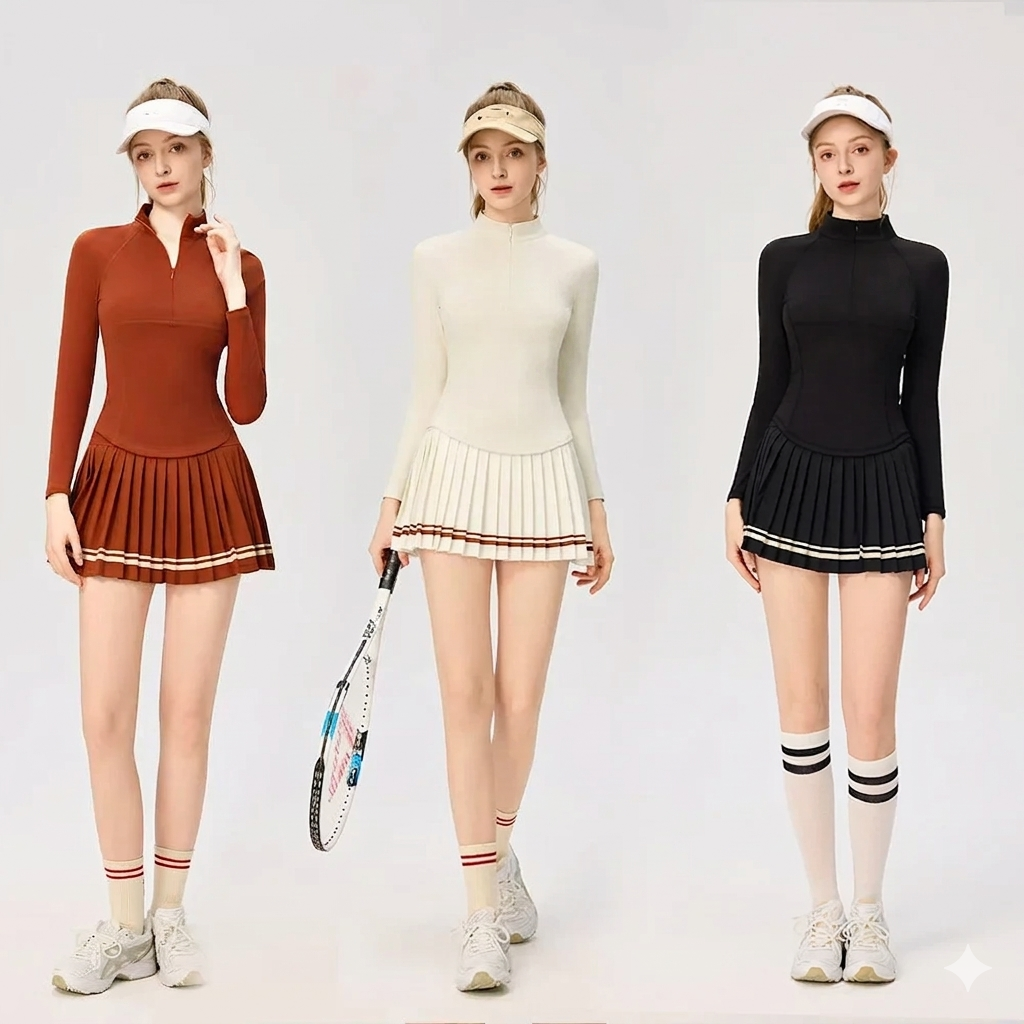 Women's Pleated Tennis and Padel Skirt Set