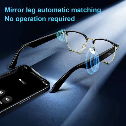 Gold browline audio sunglasses side