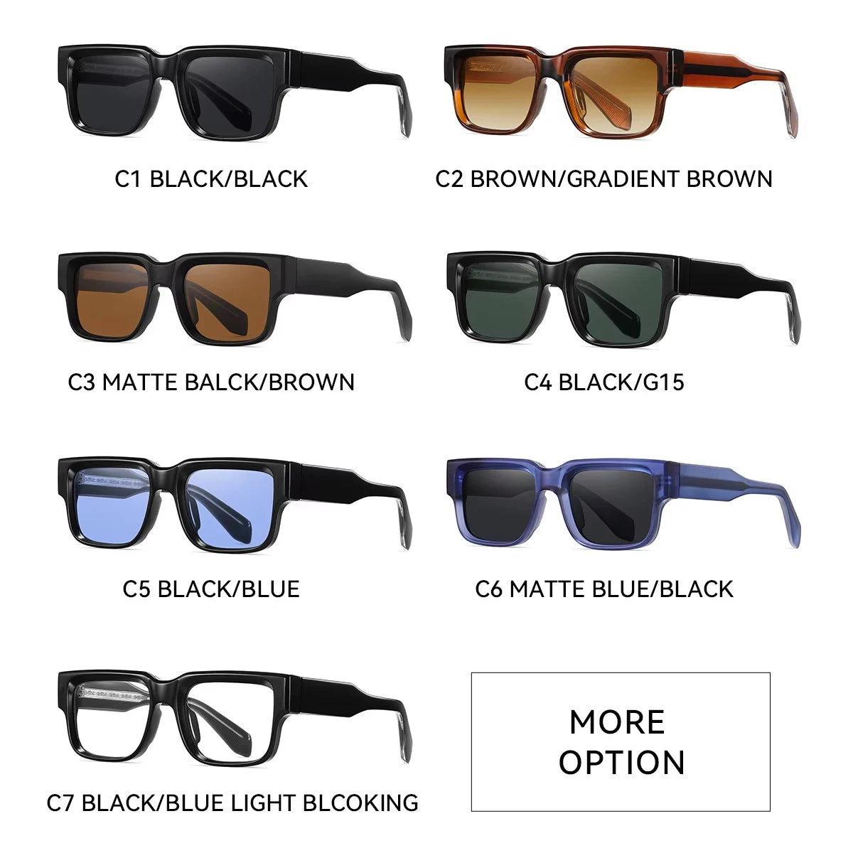 MCROONS Square Polarised Sport Sunglasses - Colour Options