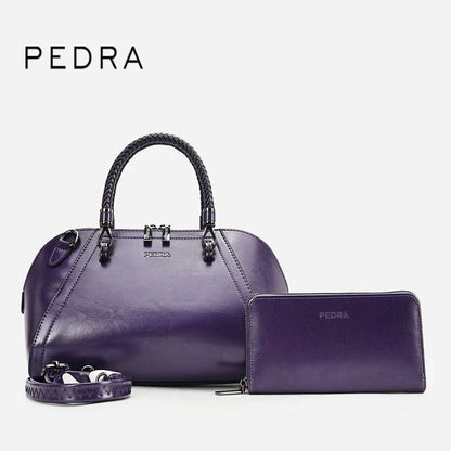 MCROONS quilted brown PU shoulder bag with chain-woven strap styled shot