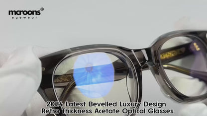 MCROONS Cat-Eye Unisex Glasses with Bold Midnight Blue, Black, Dark Blue, Amber or Green Frames